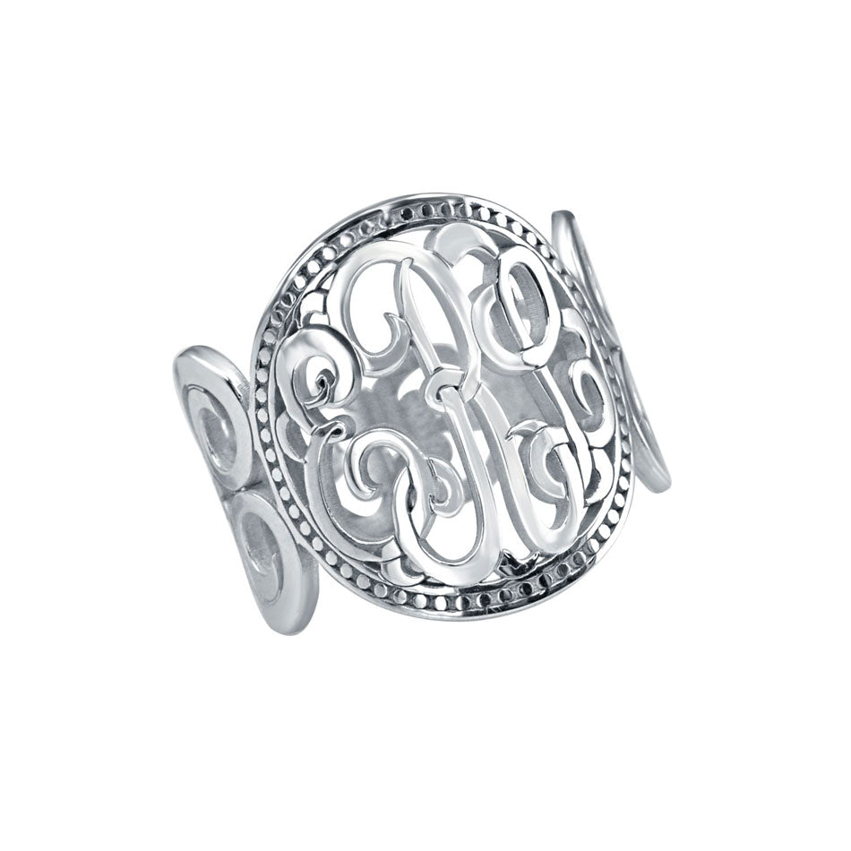 10K Gold Classic Rimmed Monogram Ring 4