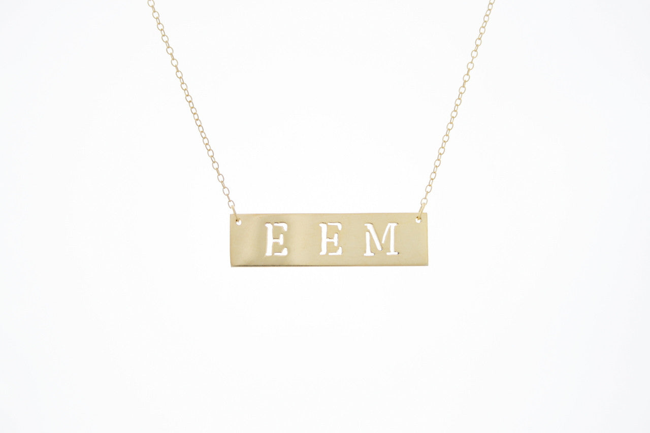 Cutout Name Bar Necklace