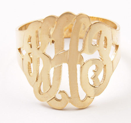 Personalized 14K Gold Vermeil Cutout Monogram Ring