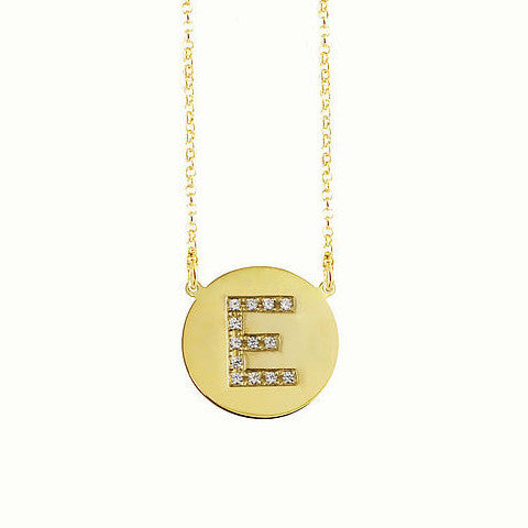 CZ Initial Necklace -  E