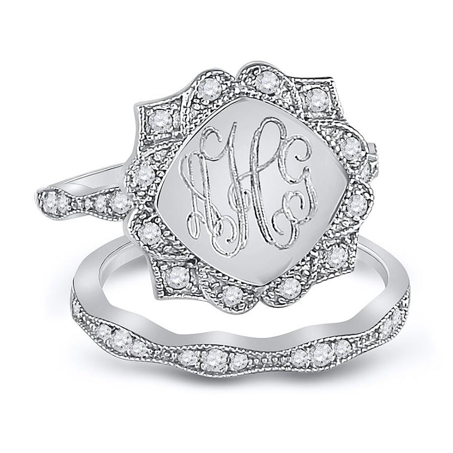 cz monogram ring