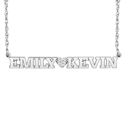 Diamond Heart Two Name Necklace 2