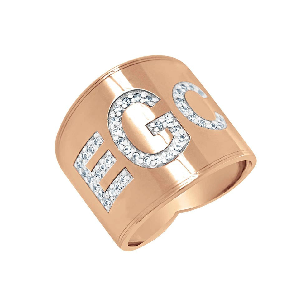 Diamond Rose Gold Monogram Ring