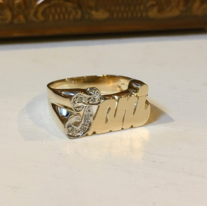 14K Gold Name Ring with Diamonds 3