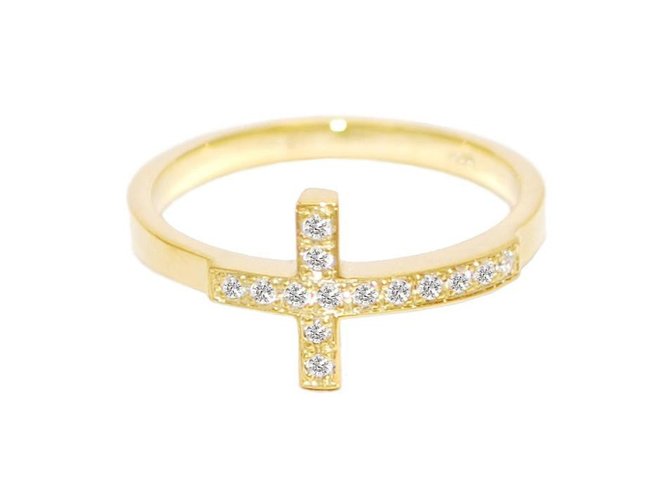 stackable diamond sideways cross ring