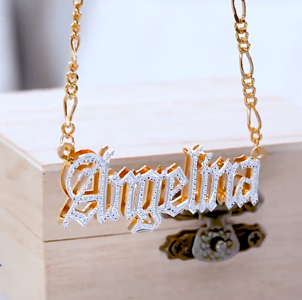 Double Plated 3D Gothic Beaded Name Necklace – Be Monogrammed