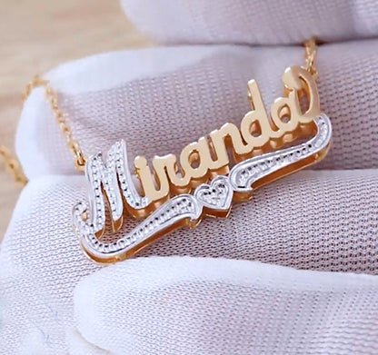 double plated beaded name necklace