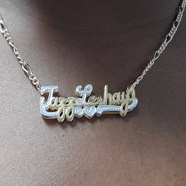 Double Plated 3D Beaded Initial Name Necklace