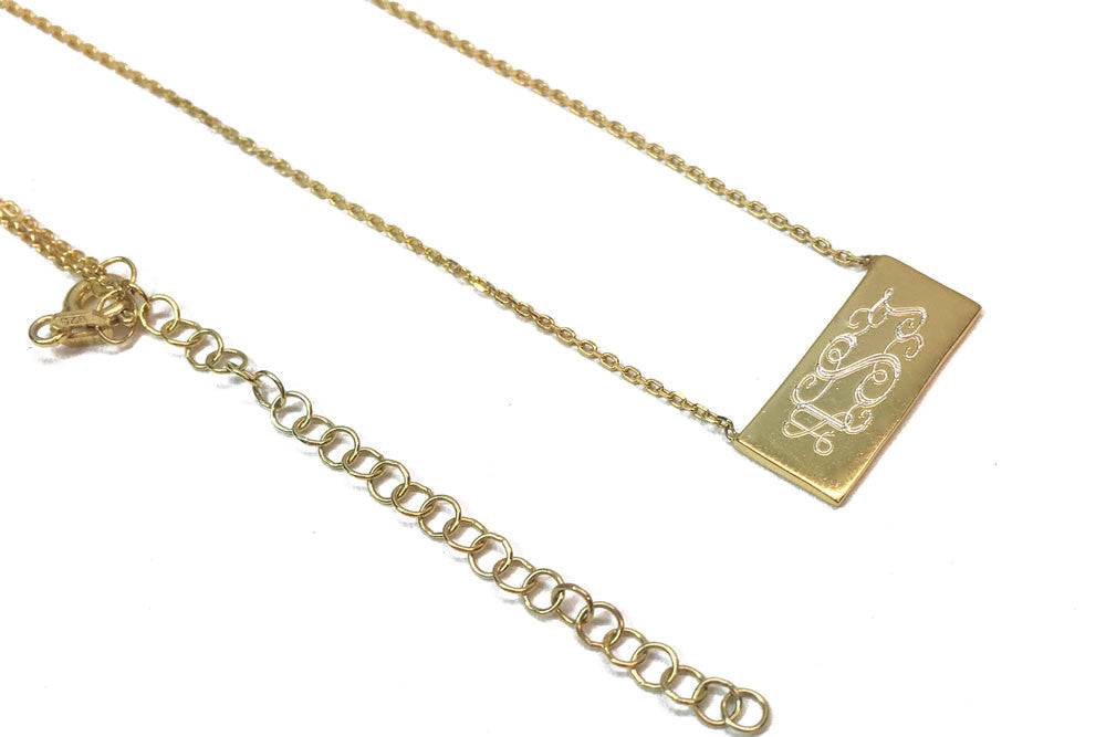 Small Monogram Bar Necklace - gold