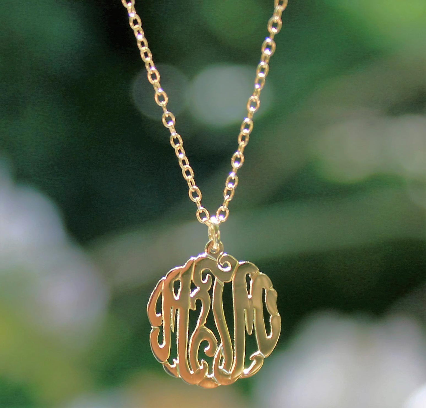 Gold Mini Monogram Necklace 3