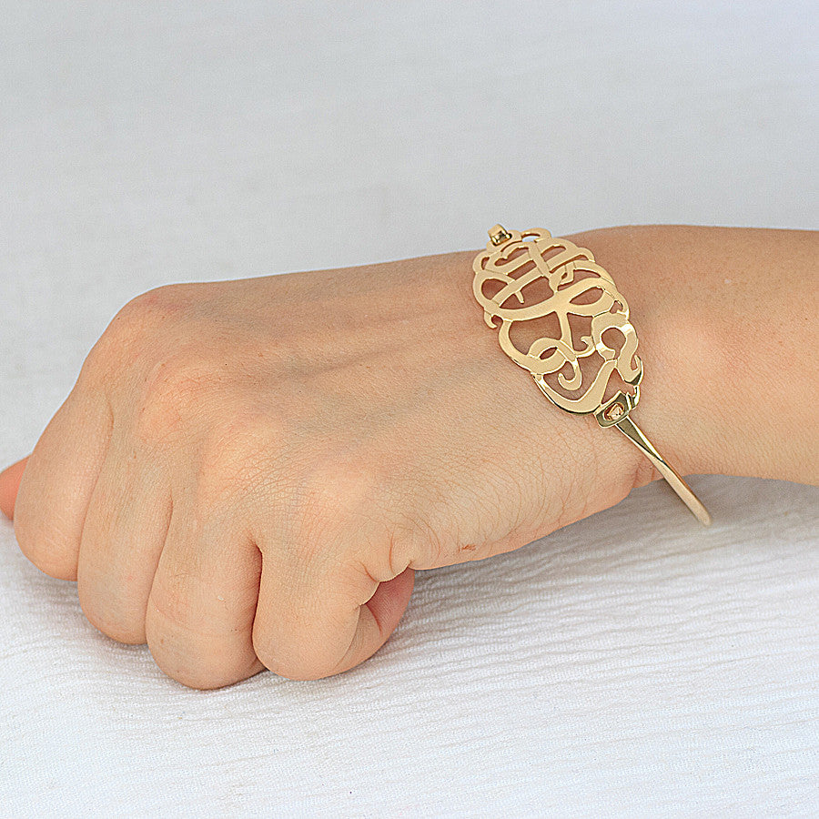 Gold Monogram Bangle Bracelet 3