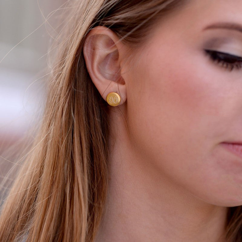 engraved gold earrings