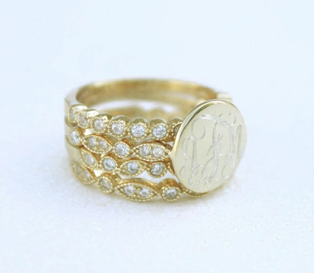 gold monogram stacking ringonogram stacking ring