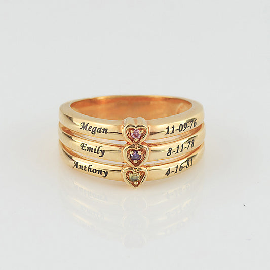 Engraved Mothers Ring with Birthstones