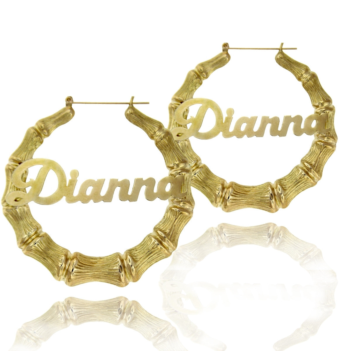 Bamboo Name Hoop Earrings