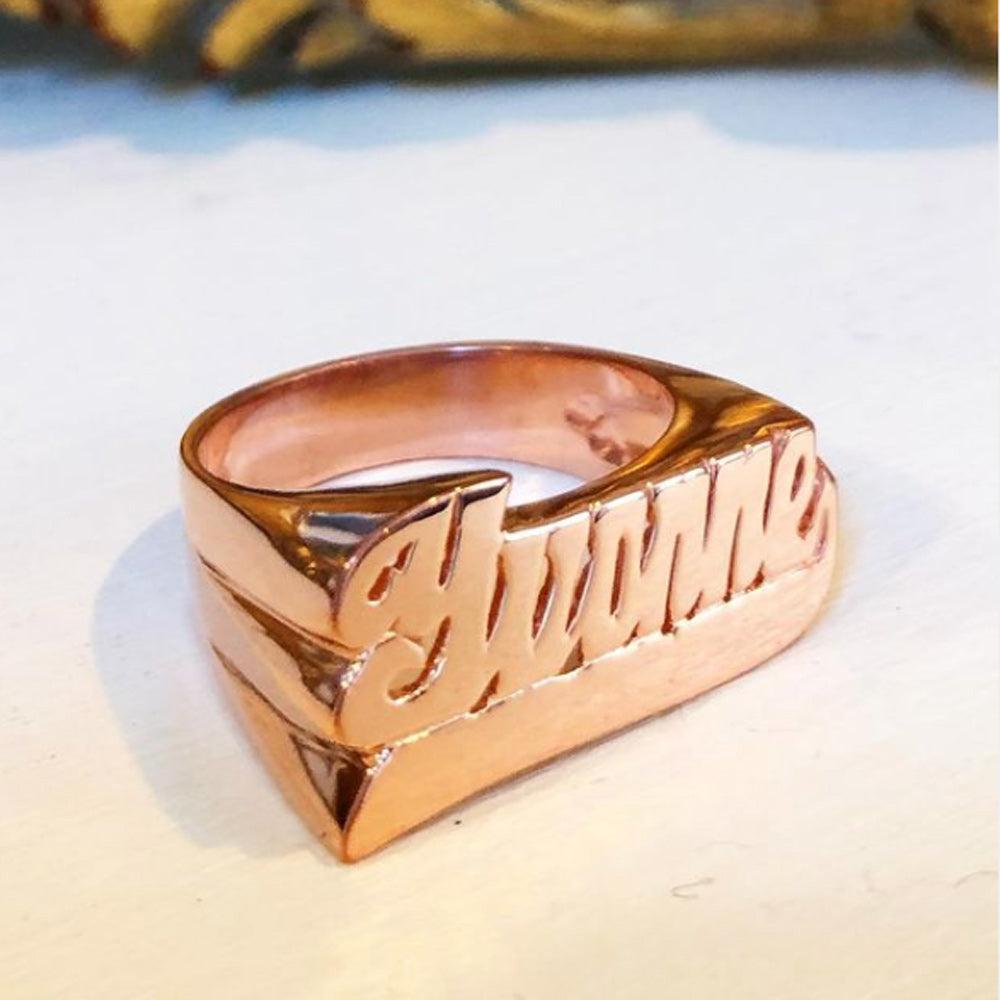 rose gold name ring