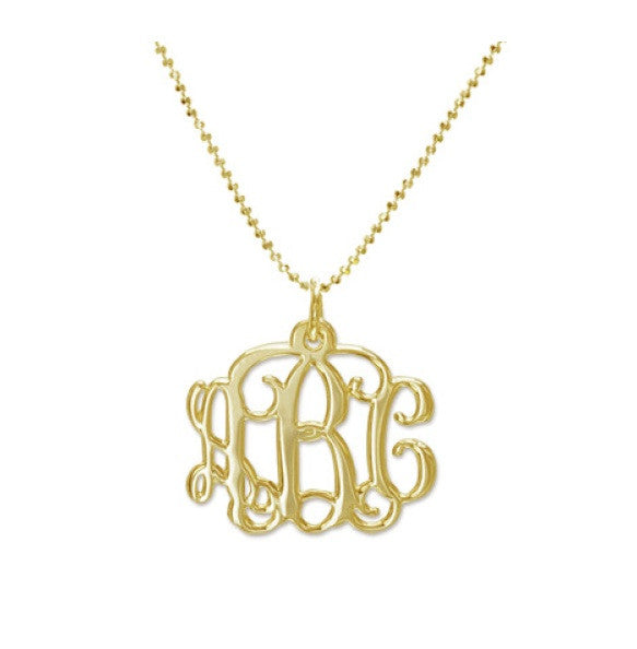 Gold Vine Script Mini Monogram Necklace