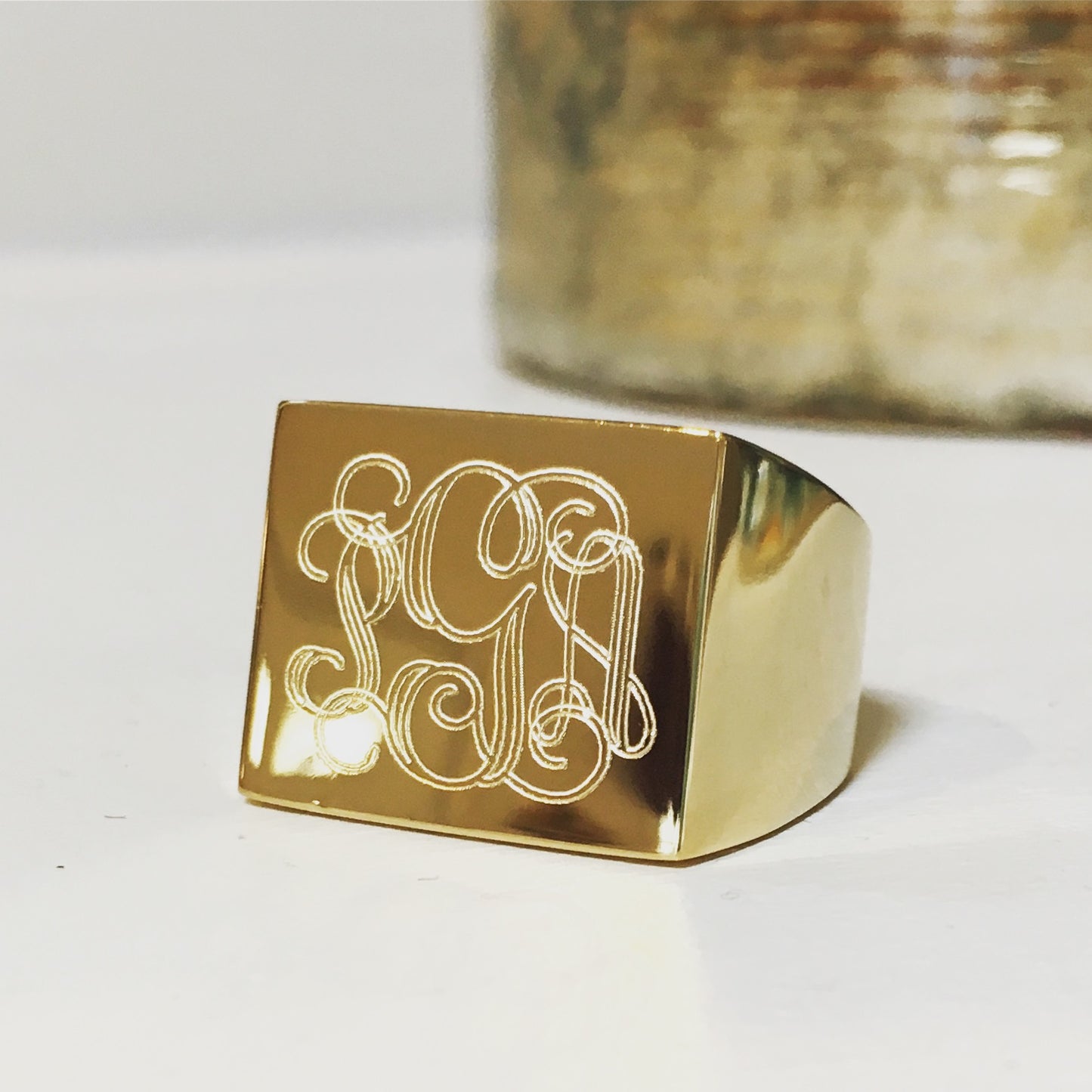 Monogram Rectangle Signet Ring 3