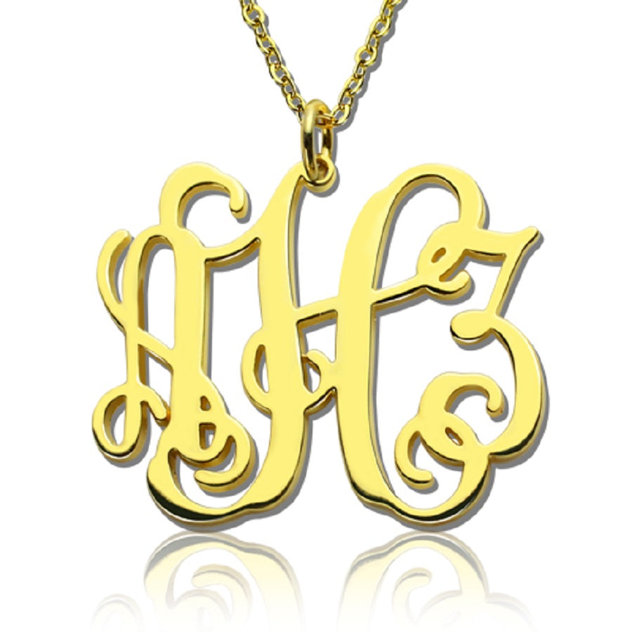 Vine Script Medium Monogram Necklace