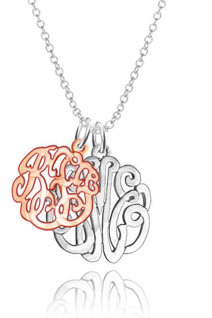 Mixed Metal Double Monogram Necklace Alternate 1