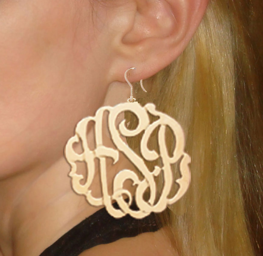 Large Monogram Dangle Earrings 2