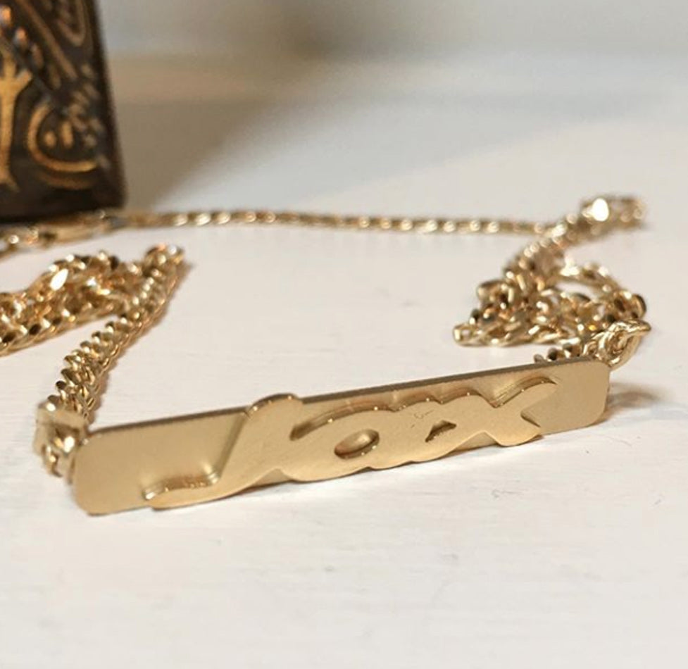 Large Raised Bar Name Necklace