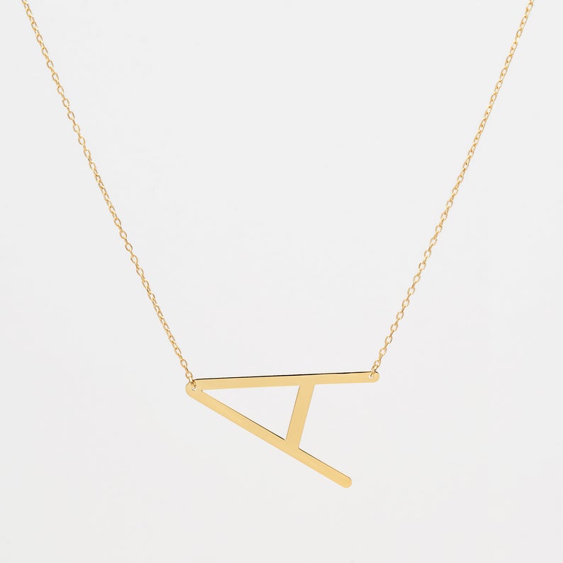 Large Initial Necklace - Big Letter Necklace