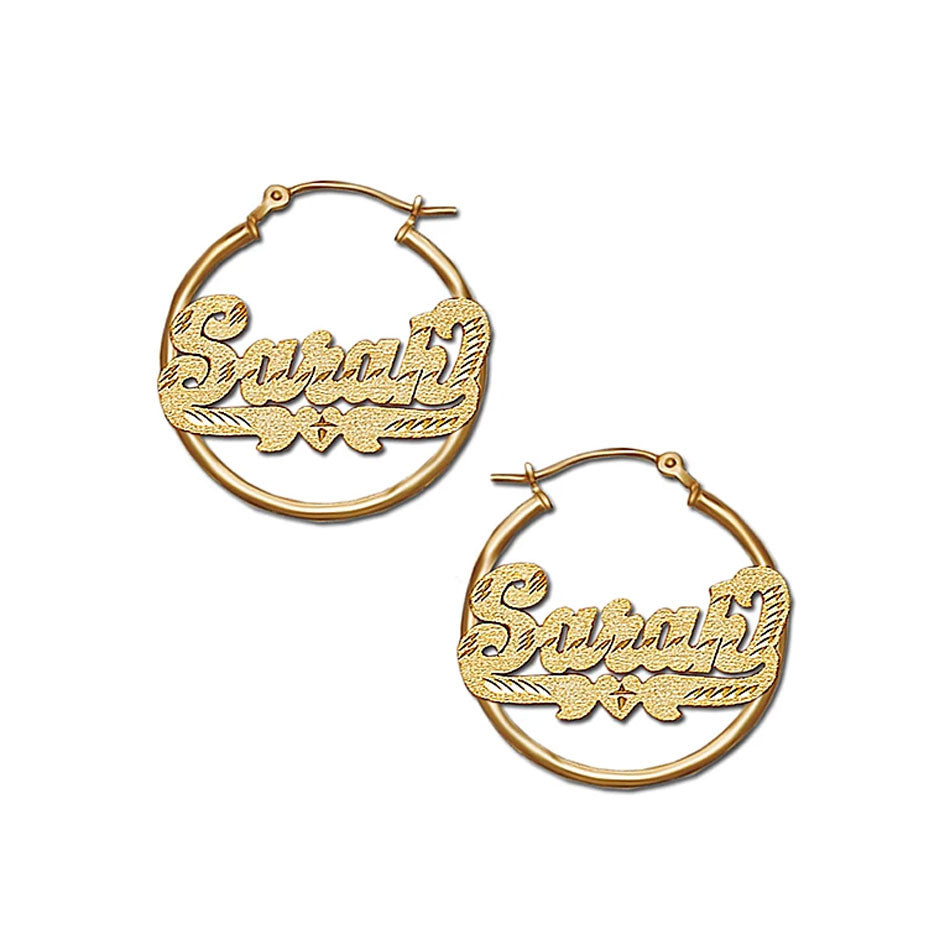 Name Hoop Earrings with Heart 2