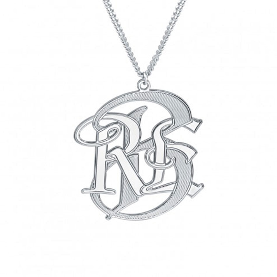 Mens Monogram Necklace - Gold or Silver