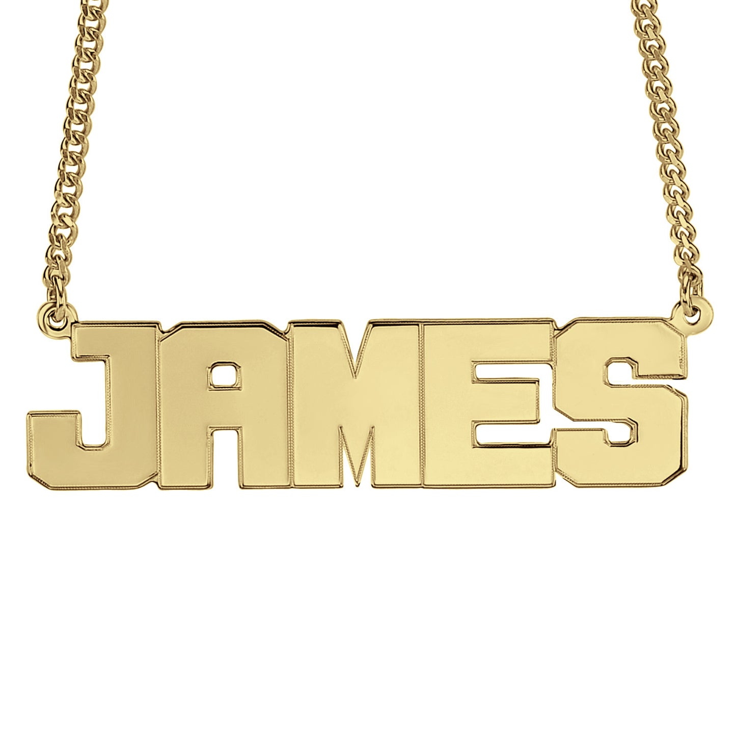Mens Block Name Necklace