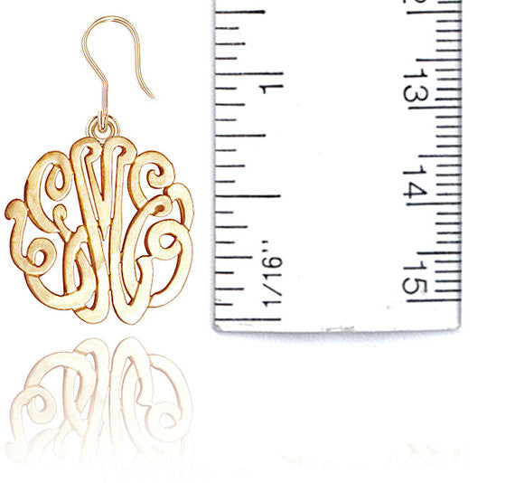 24K Gold Plated Monogram Dangle Earrings Alternate 1