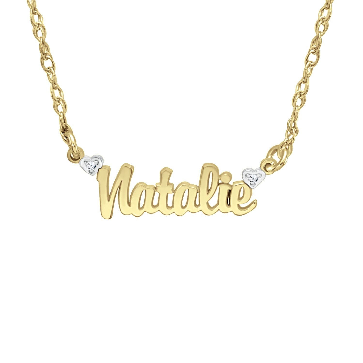 14K Solid Gold Mini Nameplate Necklace with Diamonds – Be Monogrammed