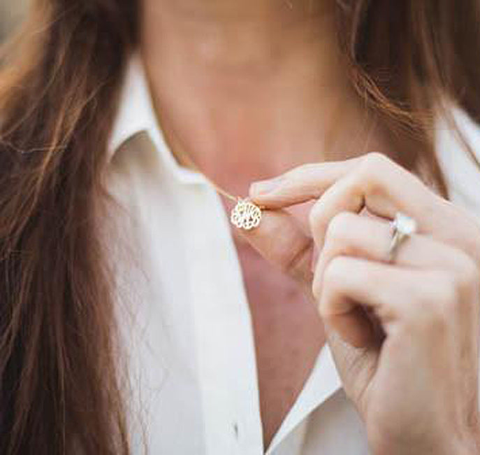 Gold Mini Monogram Necklace 5/8"