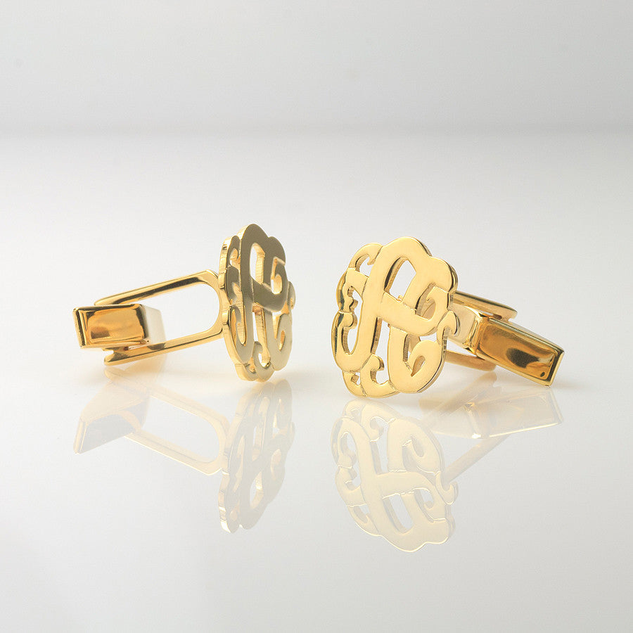 monogram cufflinks swirly initial