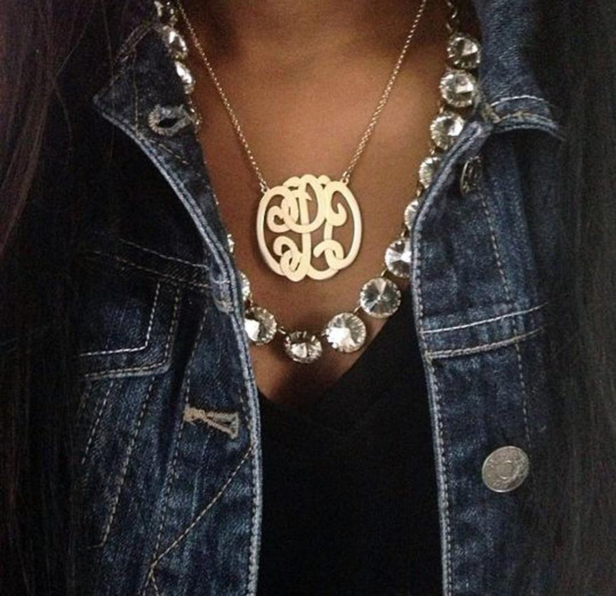 Fancy Scroll Letter 'K' Initial Leather Pendant Necklace