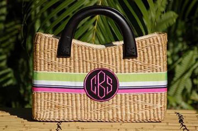 Monogrammed Large Beverly Straw Basket Bag – Be Monogrammed