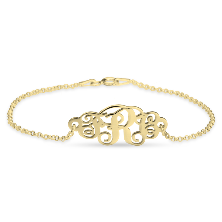 Sterling Silver Vine Script Monogram Bracelet