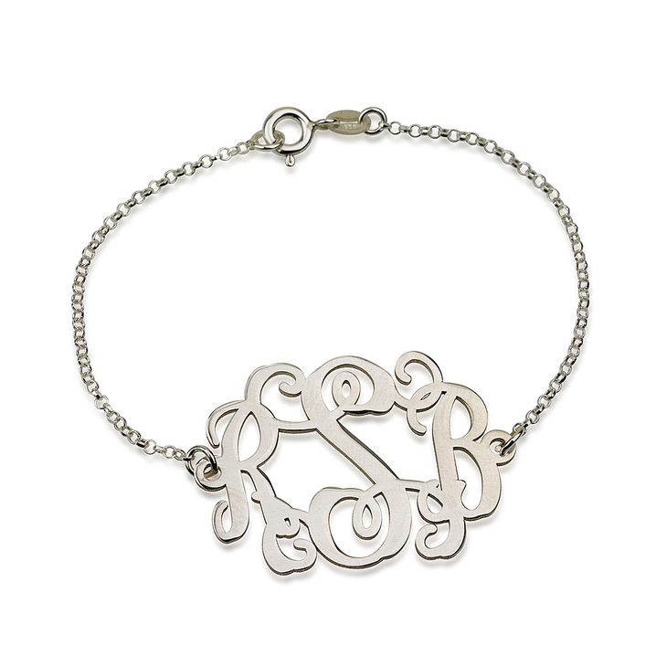 Sterling Silver Monogram Bracelet 3 Sizes