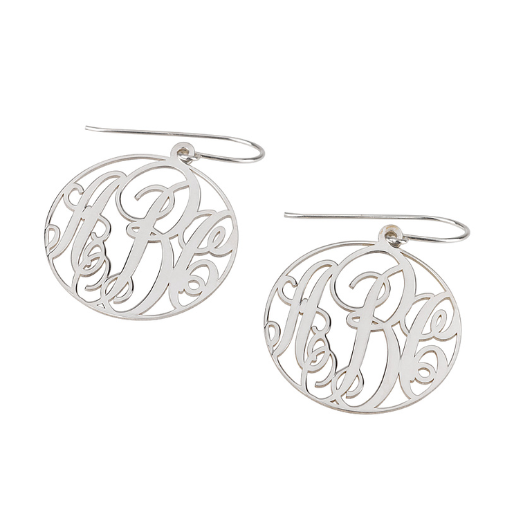 Vine Script Rimmed Monogram Earrings