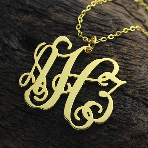 Vine Script Medium Monogram Necklace 5