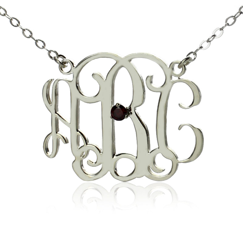 Vine Script Monogram Necklace - Swarovski Crystal