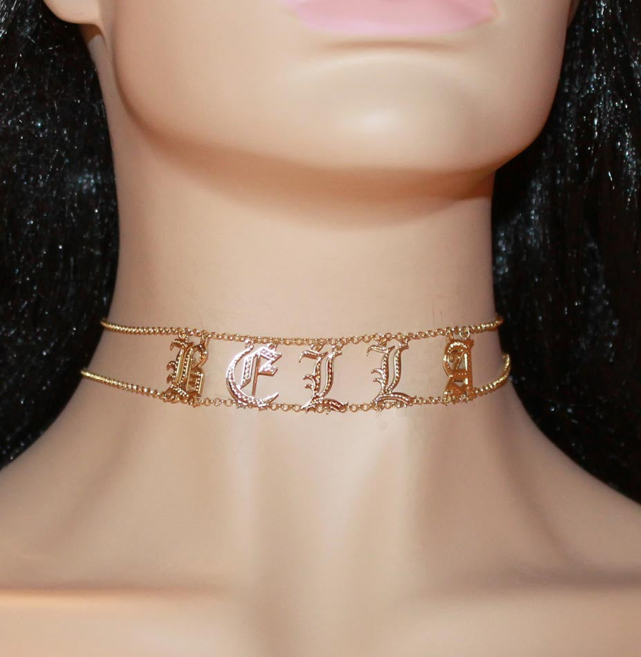 name choker - gold - BELLA