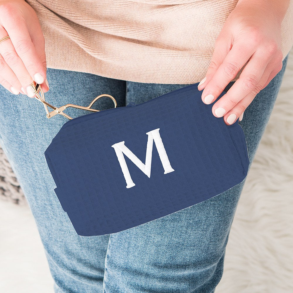 monogrammed cosmetic bag navy