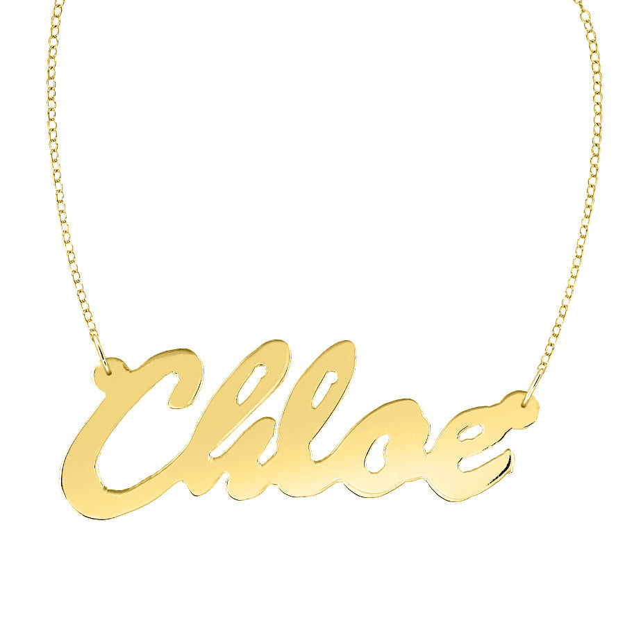 Gold Cursive Nameplate Necklace