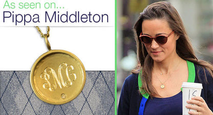 14K Gold Rimmed Monogram Necklace With Diamond Pippa Middleton Alternate 1
