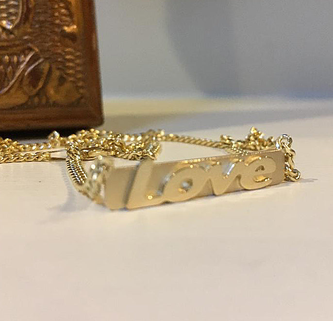 raised letter bar necklace