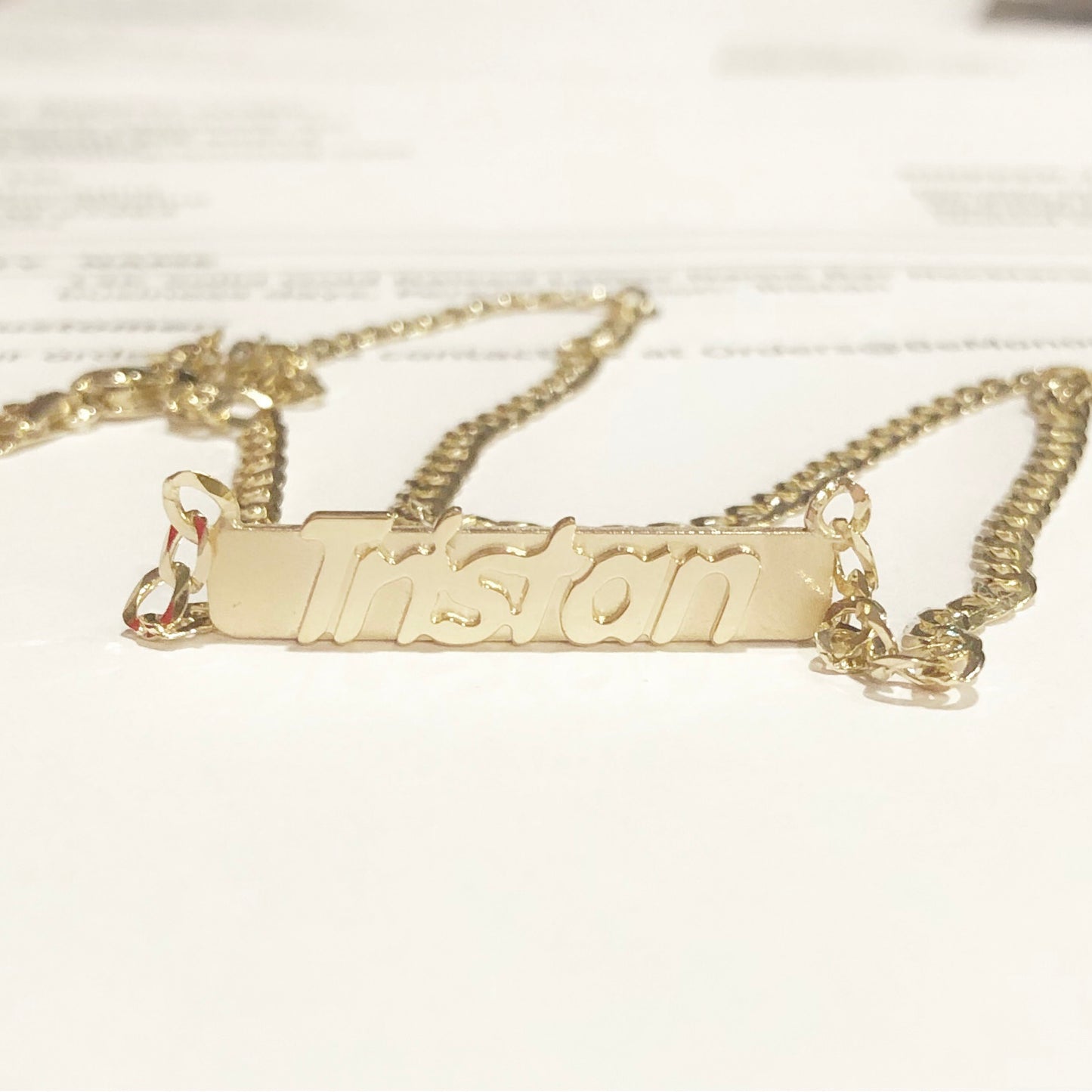 raised letter bar necklace