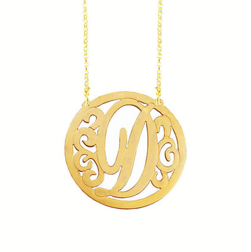 Rimmed Swirly Initial Necklace 2