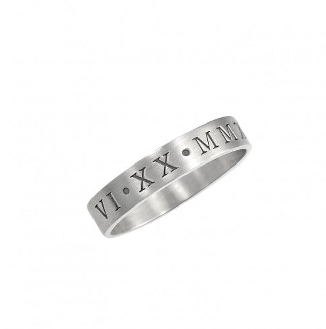 Engraved Roman Numeral Ring silver