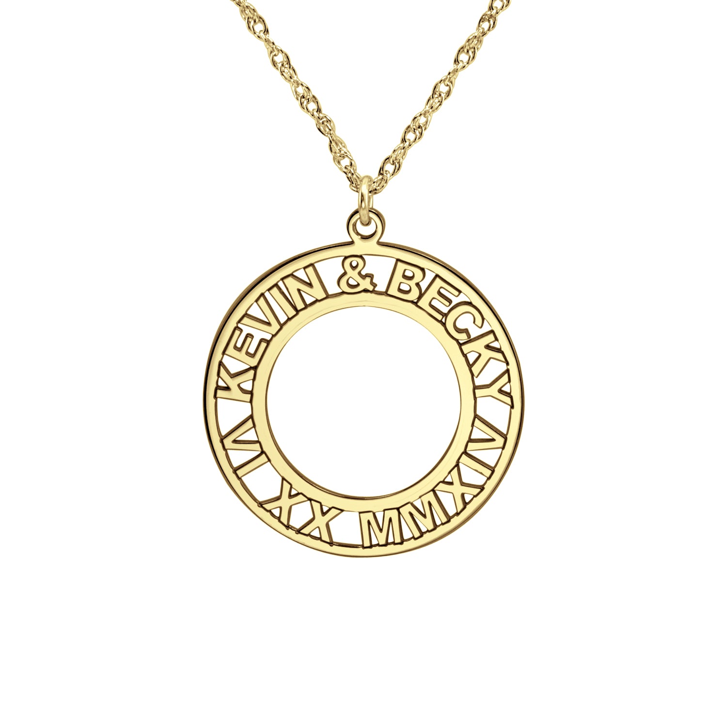 Roman Numeral and Names Anniversary Necklace